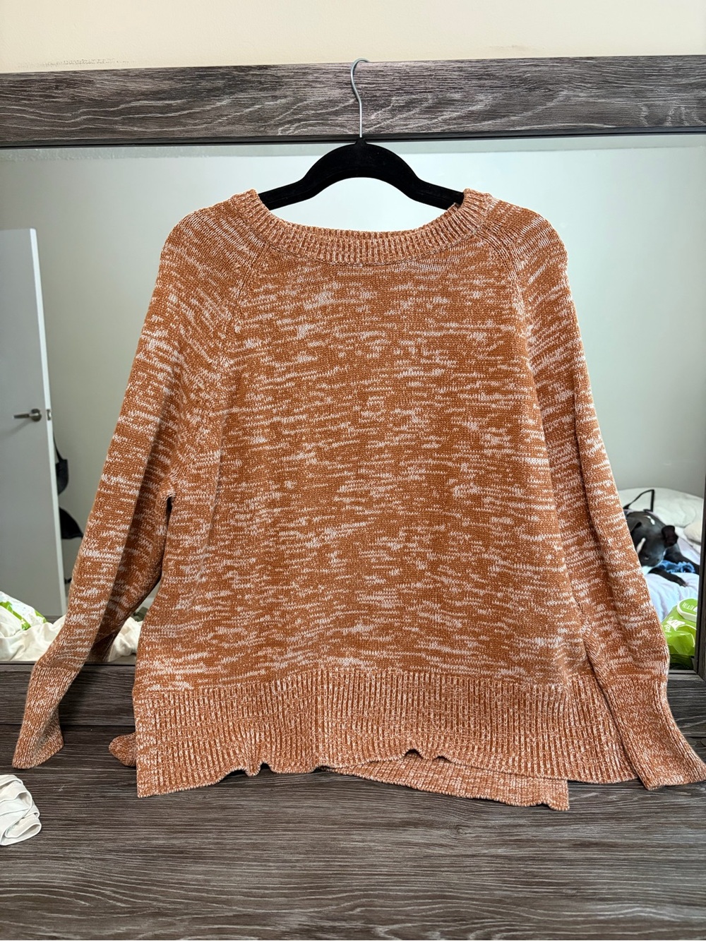 Brown Sweater with White Line Detail